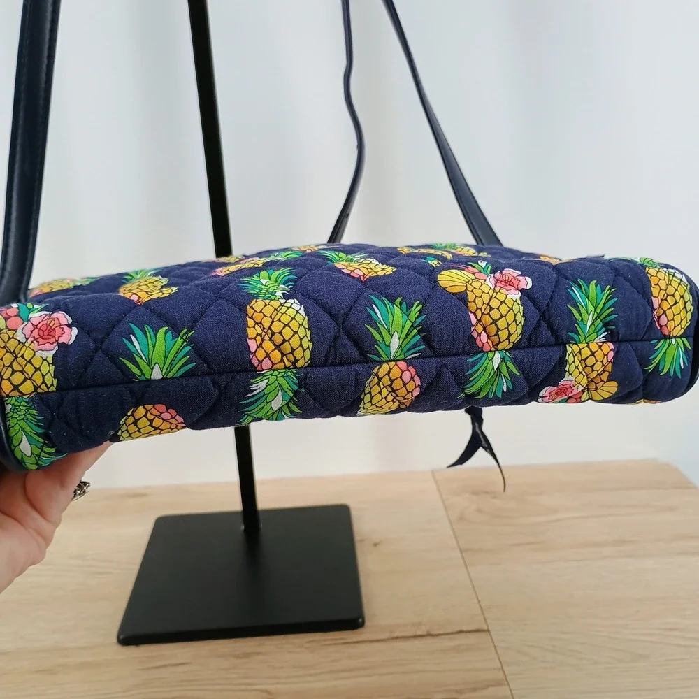 Vera Bradley Trimmed Crossbody Bag Toucan Party Pineapple Navy Quilted 24847-Q60